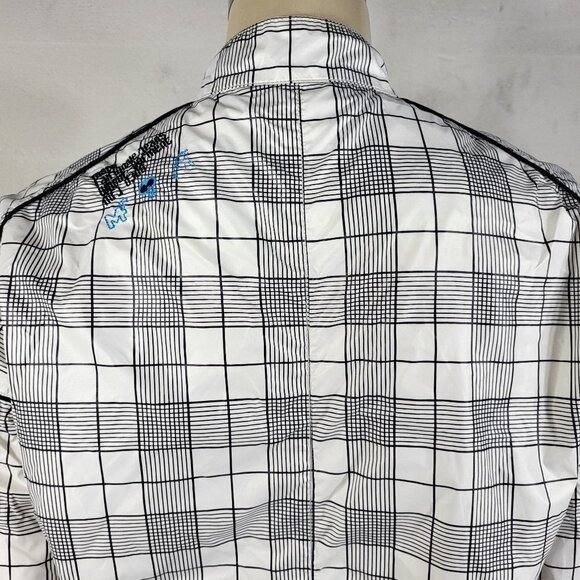 RARE Mark Fairwhale white black plaid full zip lightweight jacket ladies Medium - Picture 8 of 12